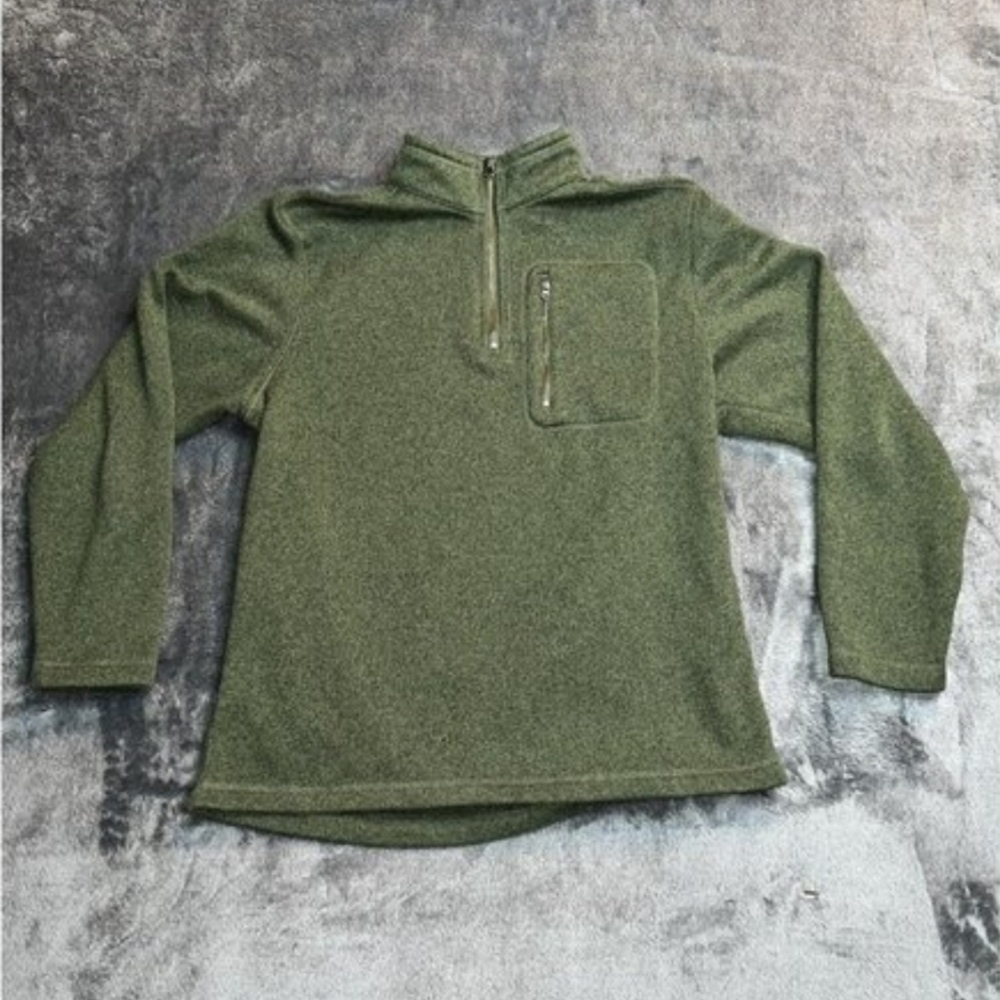 Outdoor Life Quarter Zip Fleece Pullover L Green Sweater Unisex Hiking Camping
